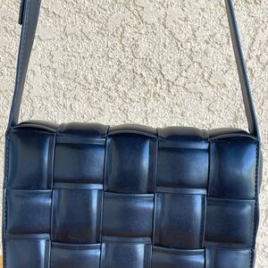 Bottega Veneta INSPIRED Padded Woven Faux Leather Cassette Bag in Black